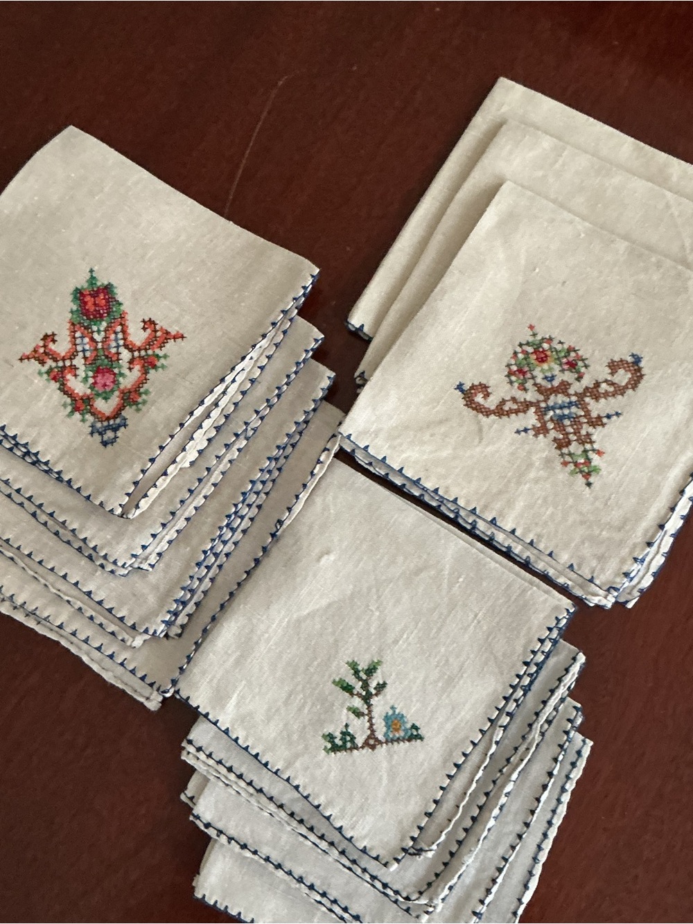 Vintage Hand-Embroidered Linen Napkins 11
